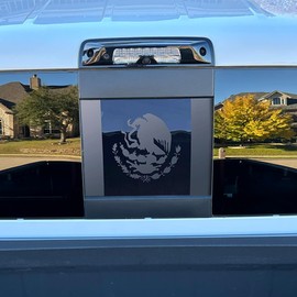Rear Middle Window Mexican Flag Decals Stickers, Mexican Flag Decal for Truck Back Middle Window, Matte Black, Truck Exterior Accessories (Matte Black, for Sierra Silverado 2019-2022)