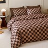 Houseri Brown Plaid Comforter Set Queen Chocolate Coffee Color Chessboard