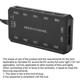 Computer Fan Controller, Colorful Fan with RF Control, Remote Control, 15m Distance, for Bundled 5V Fan / 5V Full Color Light