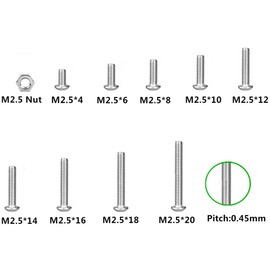 Guard4U 300Pcs Metric M2.5 Stainless Steel Phillips Pan Head Machine Screws Nuts Assortment Kit- M2.5X 4mm/ 6mm/ 8mm/ 10mm/ 12mm/ 14mm/ 16mm/ 18mm/ 20mm