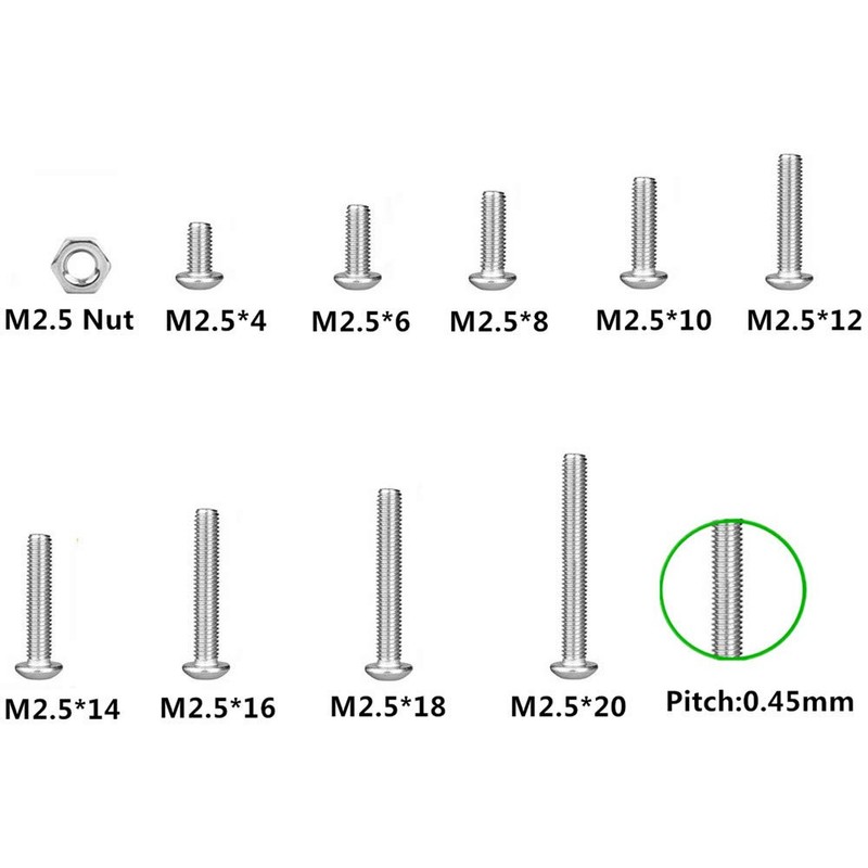 Guard4U 300Pcs Metric M2.5 Stainless Steel Phillips Pan Head Machine
