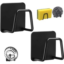 Pack of 2 Sponge Holder Kitchen Stainless Steel Sponge Holder, Sponge Holder Sink, Stainless Steel Sponge Holder, Sponge Holder Kitchen Sink, for Storage and Draining in the Household (Black)