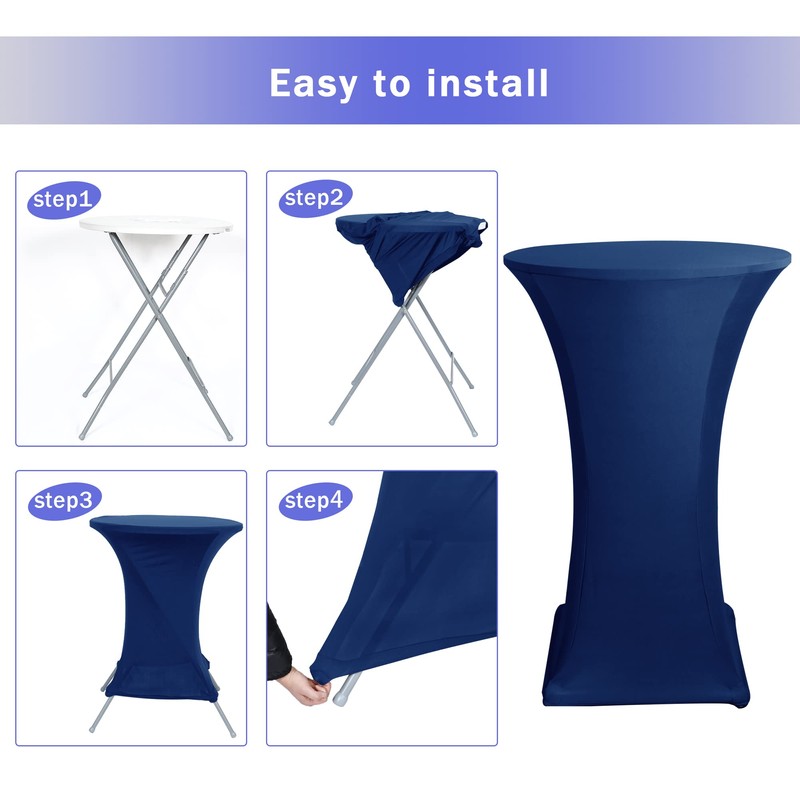 HolidayIdeas Cocktail Table Covers, 2 Pack - Stretch Spandex Square