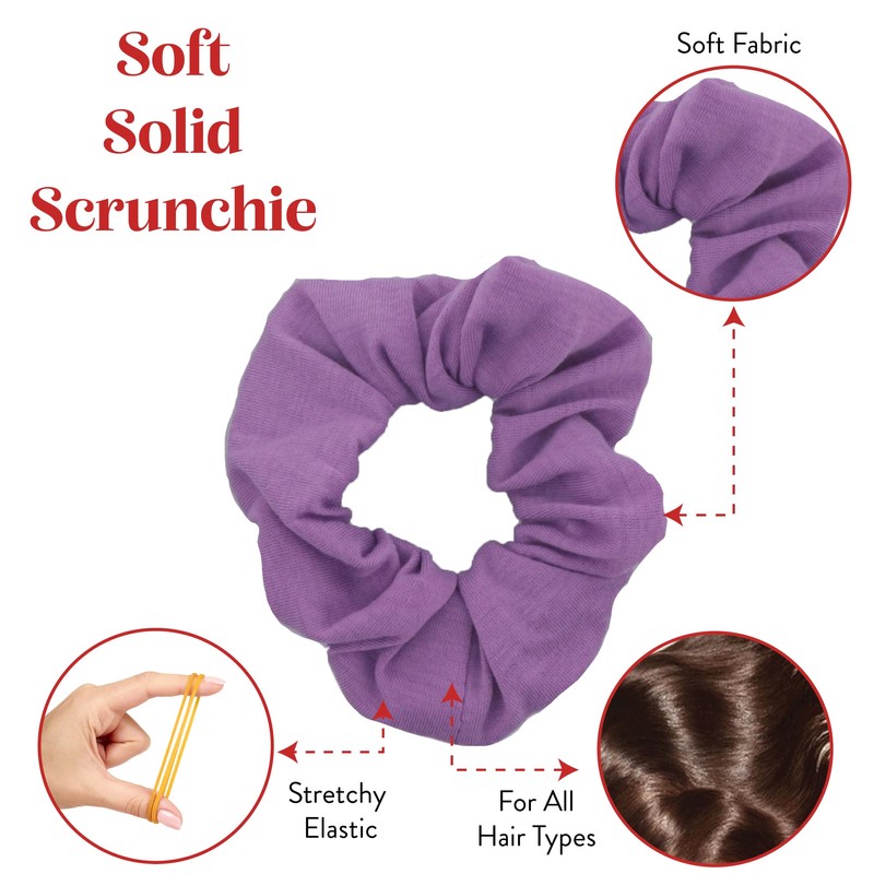 12 Pack Solid Hair Ties Scrunchies (Lavender)