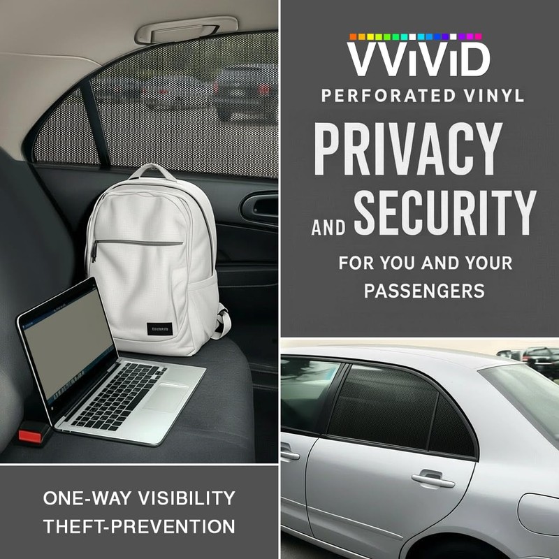 VViViD Black Perforated One-Way Vision Vinyl Automotive Window Wrap Roll