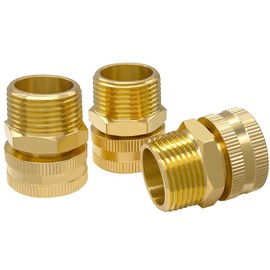 Hooshing 3PCS 3/4" GHT Female to 3/4" NPT Male Garden Hose Adapter Solid Brass Garden Hose Connectors with Washers