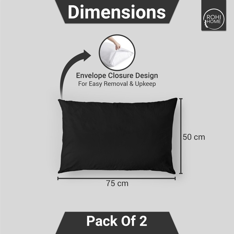 Rohi Polycotton Pillowcases 2 Pack - Easy Iron Bed Pillow