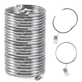 24 Pack 2 Inches Curtain Rings with Clips, Openable Drapery Metal Clip,Shower Curtain Clips with Rings, Iron Drapes Hangers Decorative for Windows Rods Rustproof (Silver)