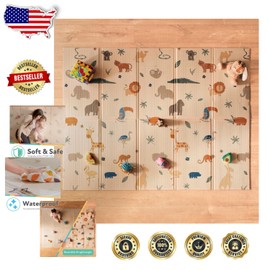 Extra-Large Foldable Baby Floor Mat with Animal Print - Safe Playtime 77” X 58”