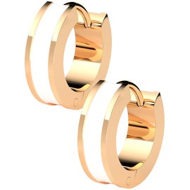 THIORA Women's Earrings - 'Seychelles Secret' | Subtle Hoop Earrings | White Enamelled | Premium Stainless Steel | Enamel Lacquer | Waterproof | Circle, Stainless Steel