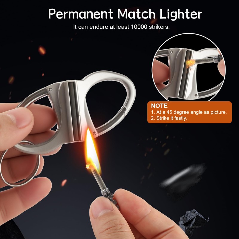 MOCCOOL Keychain Lighter, Permanent Metal Match Strike, Infinity Lighter Waterproof