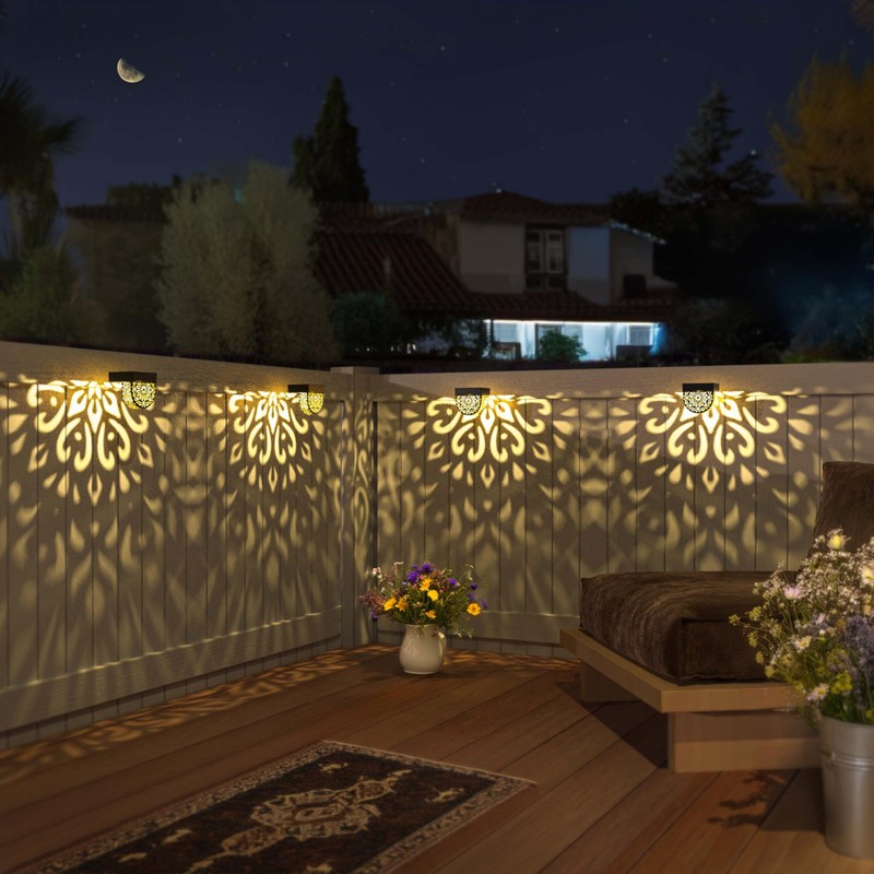 EKQ Solar Fence Lights Wall lihgts Outdoor Decorations 6 Pack