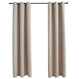 YITHOPI Blackout Curtains with Rings 2 pcs Beige 37"x95" Fabric，Window Treatments Drapes for Living Room, Bedroom, for Yard, Patio, Villa, Parlor,