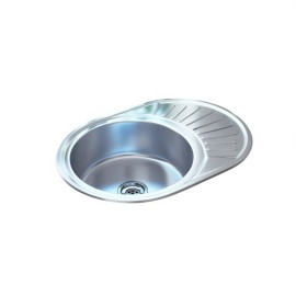 Oval Stainless Steel Kitchen Sink Single Bowl Drop-In Polished Surface Contemporary DesignColor: Silver Color