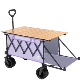 Whitsunday Collapsible Wagon with Tailgate and Big Wheel,Heavy Duty Utility Folding Wagons for Beach Camping Outdoor Purple