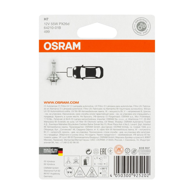 Osram 64210 H7 Halogen Headlight, 12 V, Original, White (White)