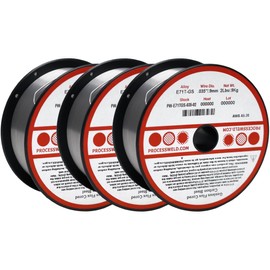 Process E71TGS X .035” X 2 LB X 3 PACK MIG/FCAW Gasless Flux Core Carbon Steel Welding Wire, All Position, Easy Slag Removal, Formulated to Provide Porosity-Free, X-Ray Quality Welds