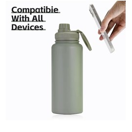 ZINKO Insulated Water Bottle, 32 oz, Double Wall Vacuum Stainless Steel, Magnetic Phone Holder, 9 Colors (Sage Green)