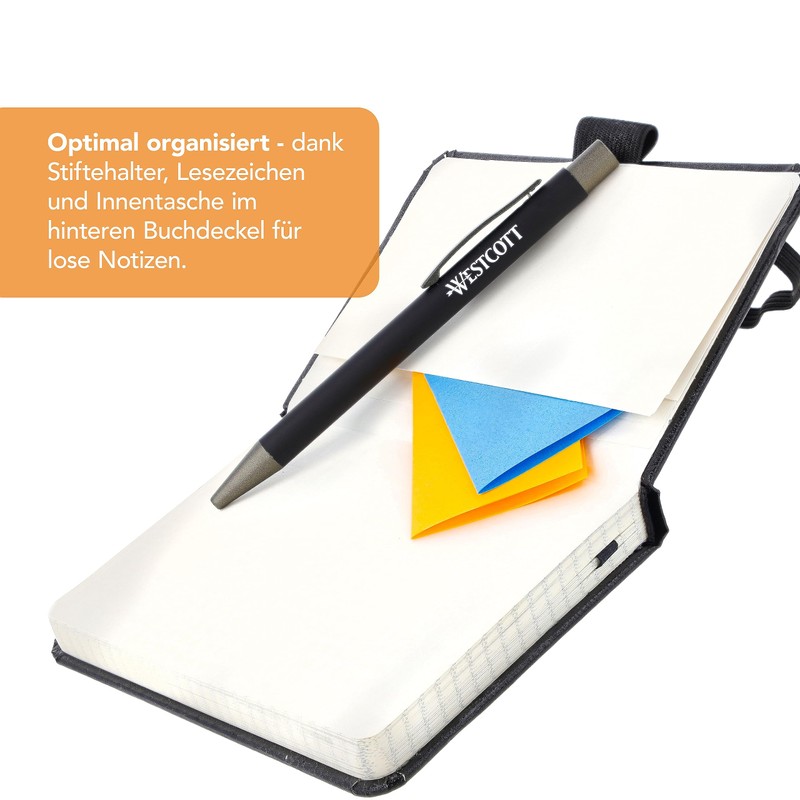 Westcott Notebook DIN A6 squared | 192 pages in elegant