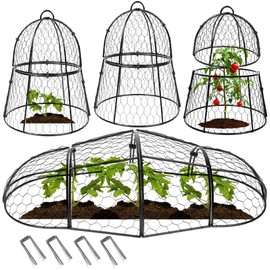 Decoroca Garden Cloches for Plants - Chicken Wire Plant Protectors from Animals, Outdoor Cloches Keep Squirrels, Rabbits & Birds Out of Vegetable - DIY in 5 Forms - Sturdy Anti-Rust Dome (4 PCS)