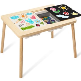 Purelax 5 in 1 Children's Sensory Table, Multifunction Toddler Play Sand Table Indoor Art Table Drawing Table for Kids, Toddler Sensory Table with 2 Storage Bin & Lid