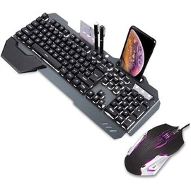 Juego de Teclado y ratón de Juego, Teclado mecánico de Juego, RGB LED Retroiluminado - 104 Llaves, cableado USB Teclados for Ordenador Personal Gamer 