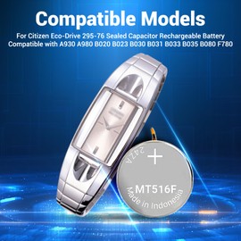 PFHL 295-7600 Battery, Compatible with Citizen Eco-Drive 295-76/295-7600 A930 A980 B020 B023 A930 A980 MT516 MT516F Sealed Capacitor Rechargeable Battery