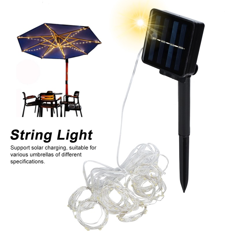 Outdoor Solar Power 120LED Chips Umbrella String Lights for Garden