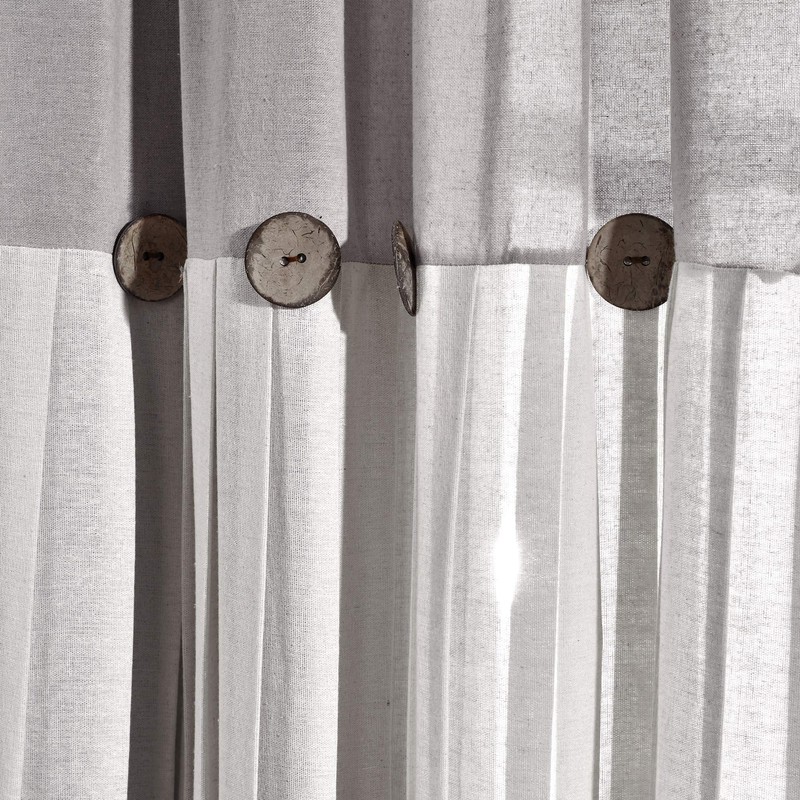 Lush Decor Linen Button Window Curtain Panel, Single, 15.8" W