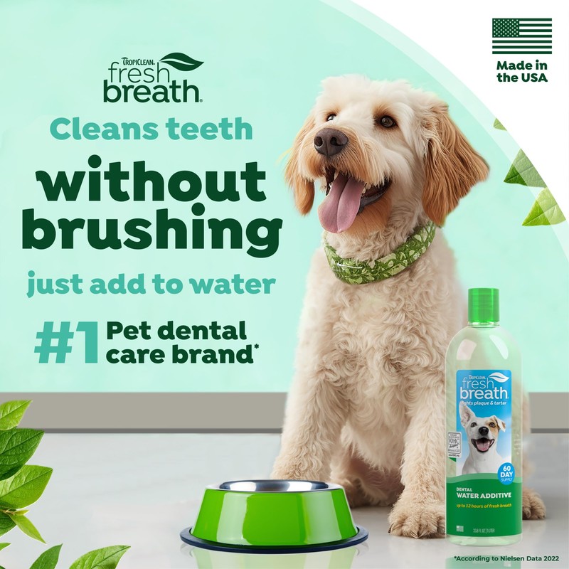 TropiClean Fresh Breath Water Additive for Dogs, Dog Breath Freshener