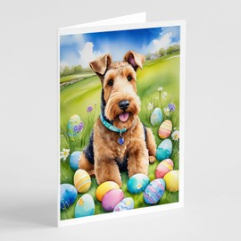 Caroline's Treasures DAC4916GCA7P Airedale Terrier Easter Egg Hunt Greeting Cards Pack of 8 Blank Cards with Envelopes Whimsical A7 Size 5x7 Blank Note Cards