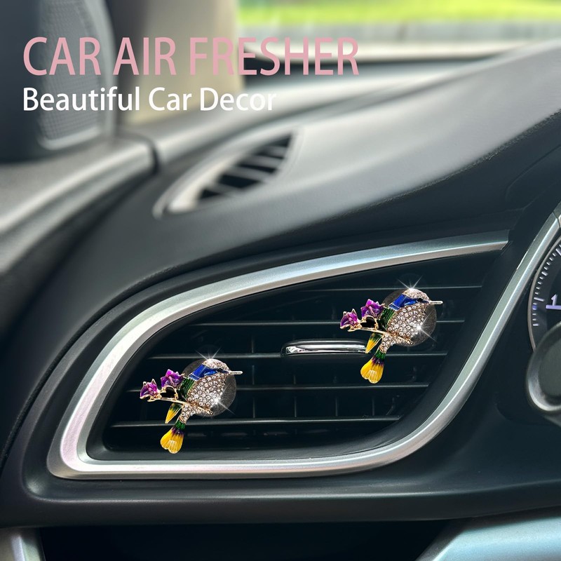 ORIESSE Hummingbird Air Vent Clips Car Fresheners,2pcs Bling Cute Bird