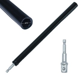 9/16 Power Nut Driver Set - Long Reach Hex Nut Runner with 1/4" Hex Shank, Suitable for long bolts and piping system operations in overhead fastening applications