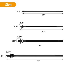 GOOACC Push Mount Cable Zip Ties Heavy Duty Nylon Push Mount 4 Popular Sizes Self Locking Cable Strap Assortment for Indoor Outdoor Wire Tying Construction Auto ect. -120 Pcs