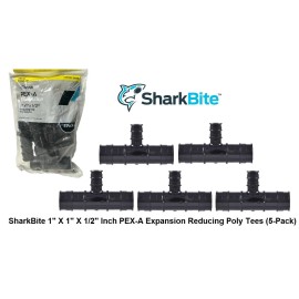 SharkBite 1" X 1" X 1/2" Inch PEX-A Expansion Reducing Poly Tee (5-Pack) NEW