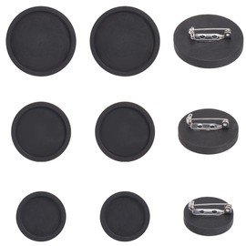 SUNNYCLUE 24Pcs 3 Sizes Brooches Base Wood Cabochon Blanks Bulk Black Natural Basic Wooden Round Tray Lapel Brooch Cabochons Settings with Stainless Steel Safety Pins for Jewellery Making DIY Crafts