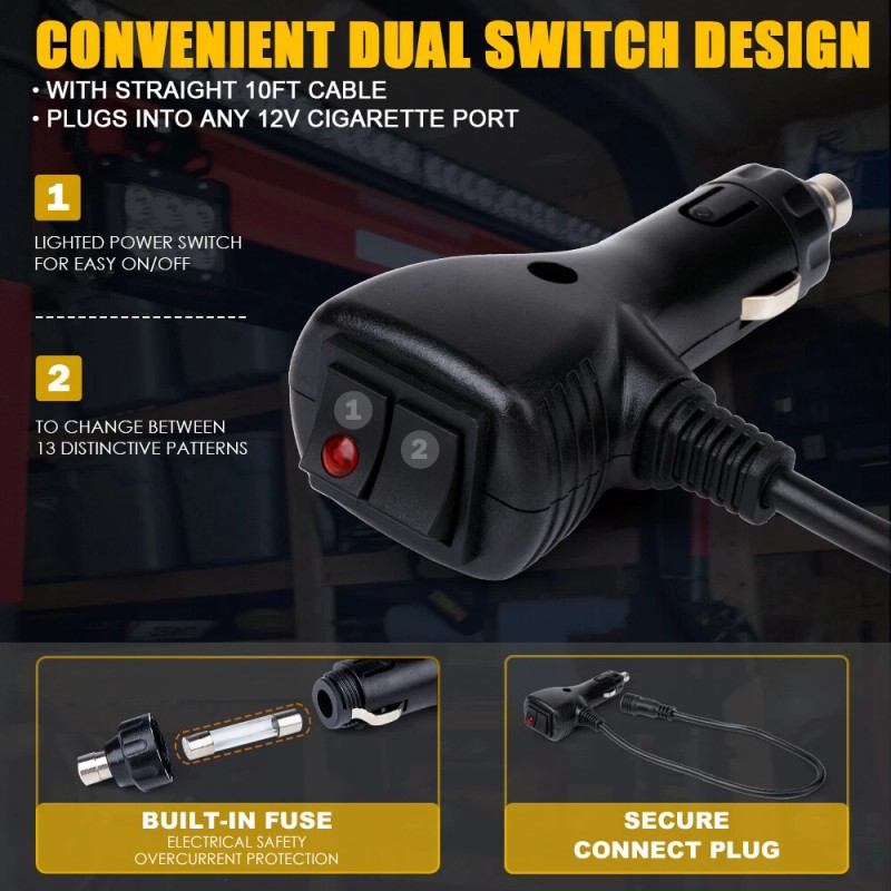 Xprite 35" LED Emergency Windshield Strobe Light Bar Traffic advisor