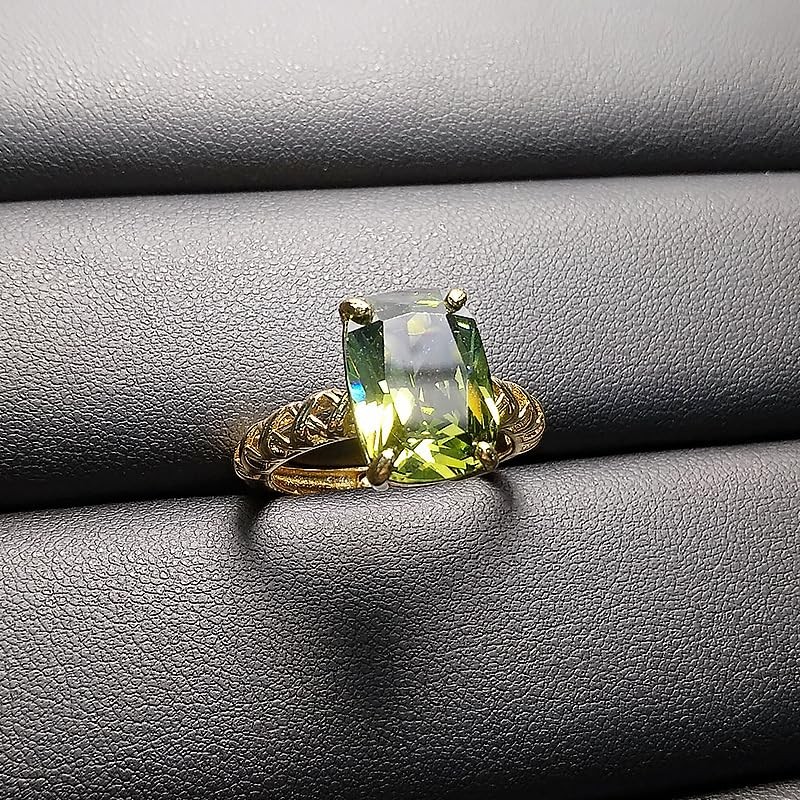 14k Gold Citrine and Peridot Ring Oval Cut Emerald Created