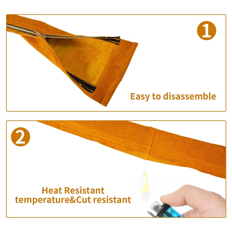 TIG Welding Torch Cable Cover,12 ft Flame-Resistant Split Cowhide Leather