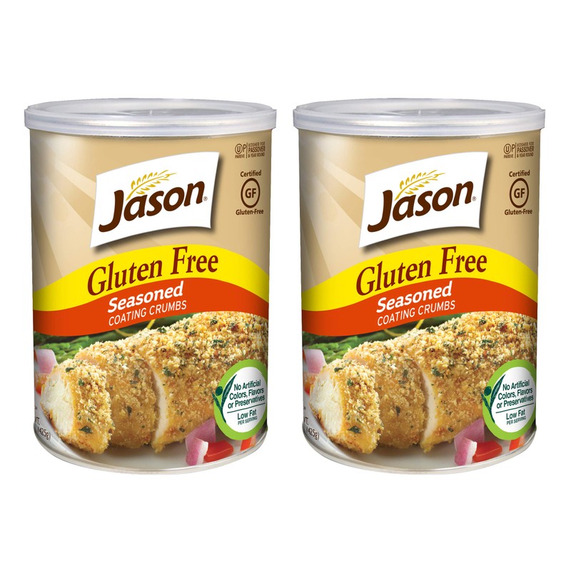 Jason Gluten Free Seasoned Crumbs, 15oz (2 Pack), Resealable Container,