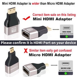 AIMHDUTY Mini HDMI to HDMI Adapter 2-Pack, Support 8K@60Hz, 4K@144Hz, Compatible with Raspberry Pi, Camera, Camcorder, DSLR, Tablet, Video Card