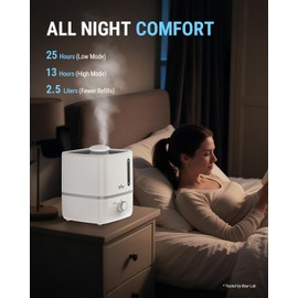 Bear Humidifiers for Bedroom, 2.5L Cool Mist Humidifiers and Oil Diffuser, Quiet Rapid humidifiers for Home Whole House, with Adjustable Mist Output and Auto Shut-off, White