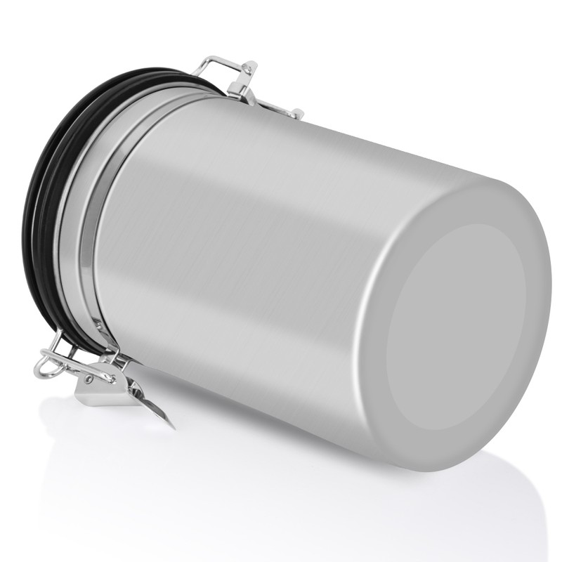 Coffee Container Large Airtight Stainless Steel Black Kitchen Storage Canister(Silver