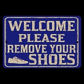 4yougifts Welcome: Please Remove Your Shoes - Rustic Blue Charm