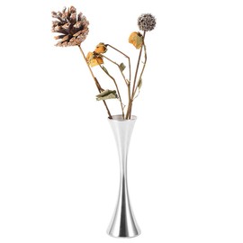 Agatige Florero Delgado Plateado Moderno, 17cm Florero De Acero Inoxidable Adornos De Arreglo De Flores Creativos Centros De Mesa De Oficina para Bodas Fiestas Eventos Decoración del Hogar