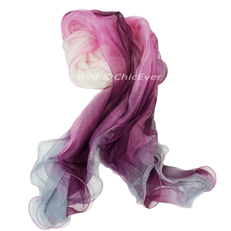 Chiffon 100% Silk Scarf Silk Scarf Multicoloured bunt 3-Ply 25x180