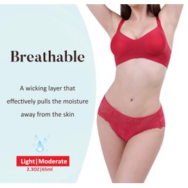 AIRCUTE Washable Absorbent Urinary Incontinence Underwear for Women, Seamless Bikini Lace Panty for Bladder leaks (Medium, Red)