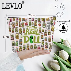 LEVLO Canned Pickles Cosmetic Makeup Bag Pickle Lover Gift I'm Real Dill Pickles Zipper Pouch Bag Pickle Food Merchandise (Real Dill Bag)