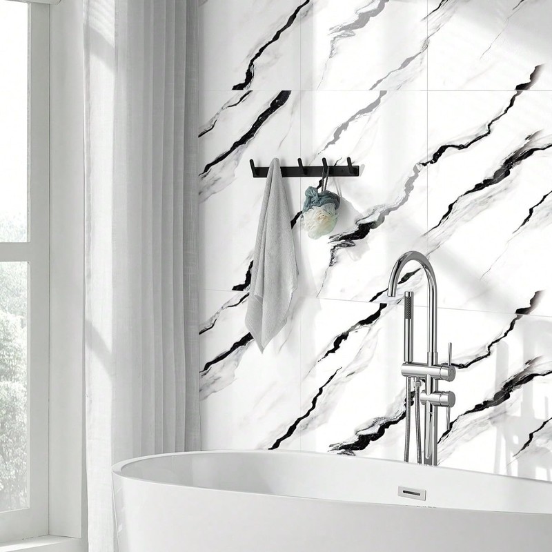 10pcsMarble Peel and Stick Waterproof Wall Panels,Backsplash Tile-23.6"x11.8"PVC Foam Wall