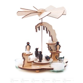 Tea Light Pyramid with Penguins Natural